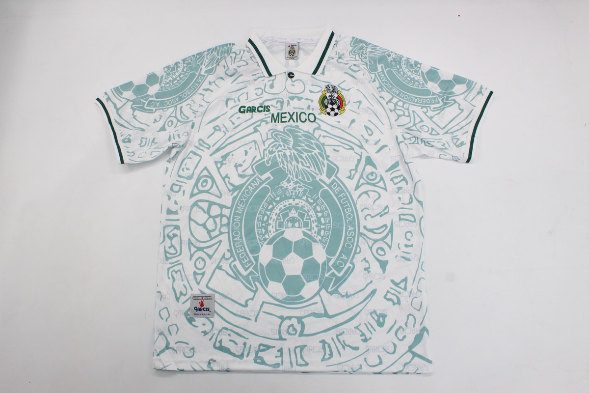 AAA Quality Mexico 1999 Away White/Green Soccer Jersey